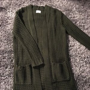 Green knit cardigan